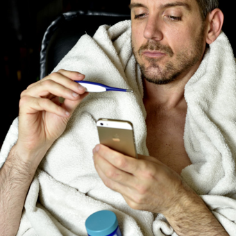 a picture of a guy who is sick