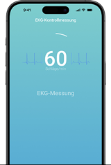 iPhone 15 Pro Max mit der CardioSecur Active App während einer EKG-Messung.