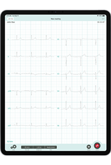 iPad Pro 12.9 pouces avec l'application CardioSecur Pro lors d'un enregistrement ECG.